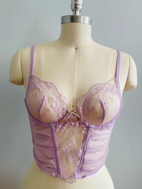 Adore Me Avara Lace Bustier Corset Sheer Camisole- Lavender- Size 36A- NWT